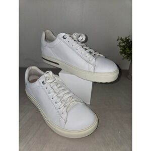Birkenstock Women's White Leather Lace Up Sneakers Comfort Footbed‎ Size 39